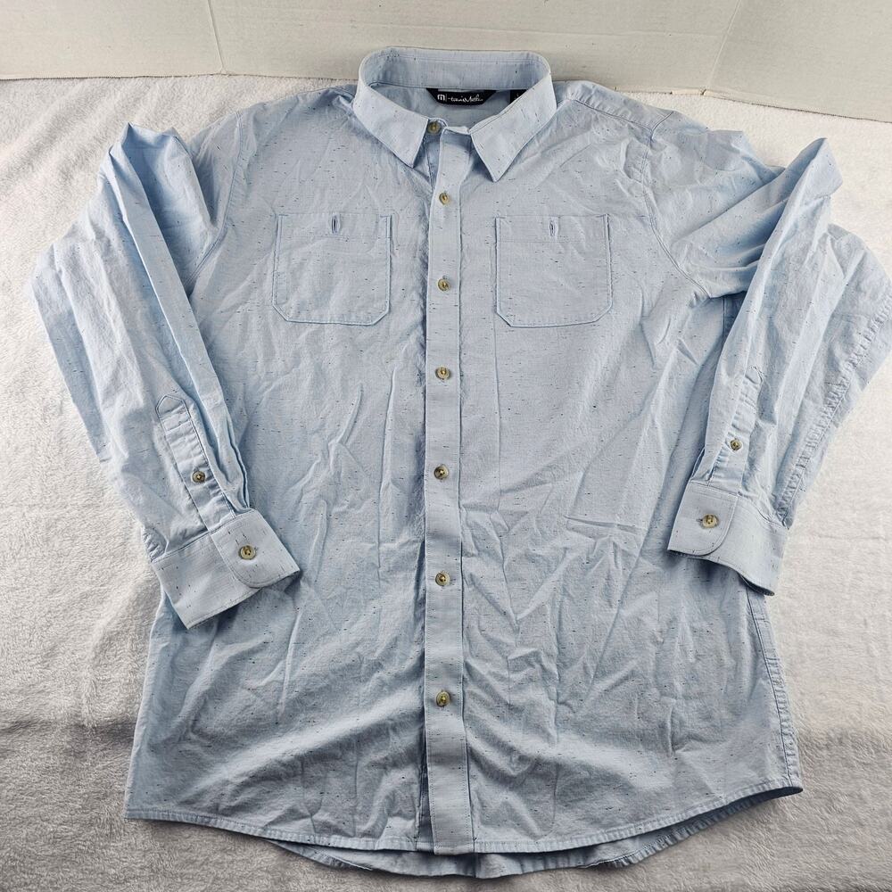Travis Mathew Country Mile Long Sleeve Men's Shirt Blue Size Large